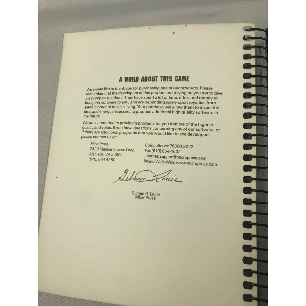 Falcon 4.0 MicroProse Flight Sim Manual First Edition 1998 Spiral Bound No CD
